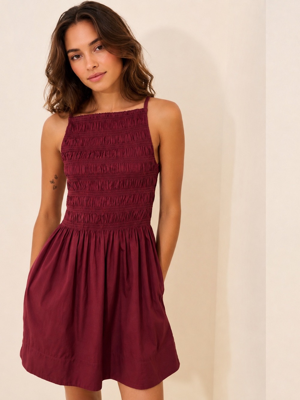 NWT Madewell Smocked High-Neck Mini Dress Sz XXS $138
